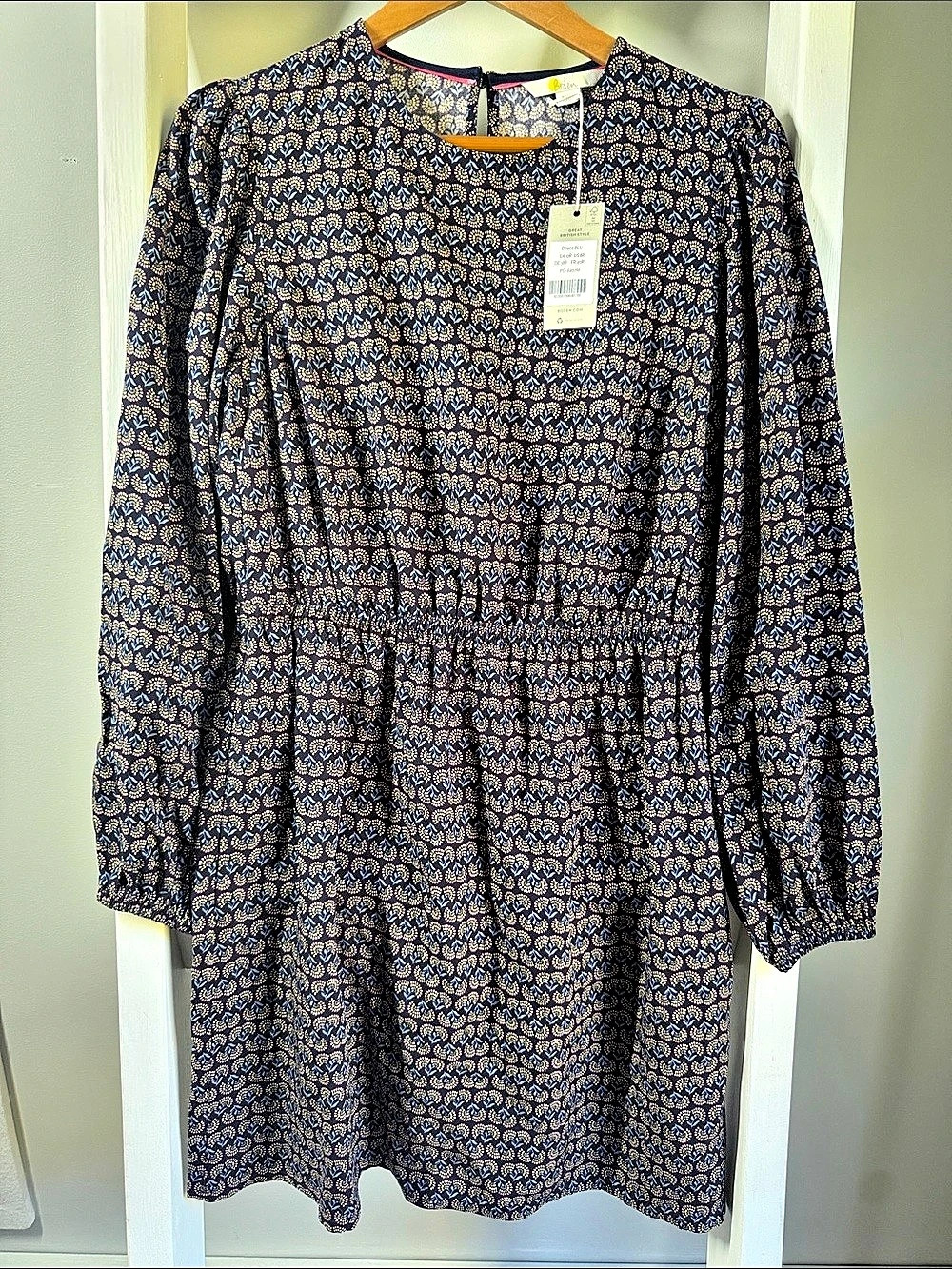 Boden Crew Neck Mini Dress Floral Blue & Pink Size Large NWT